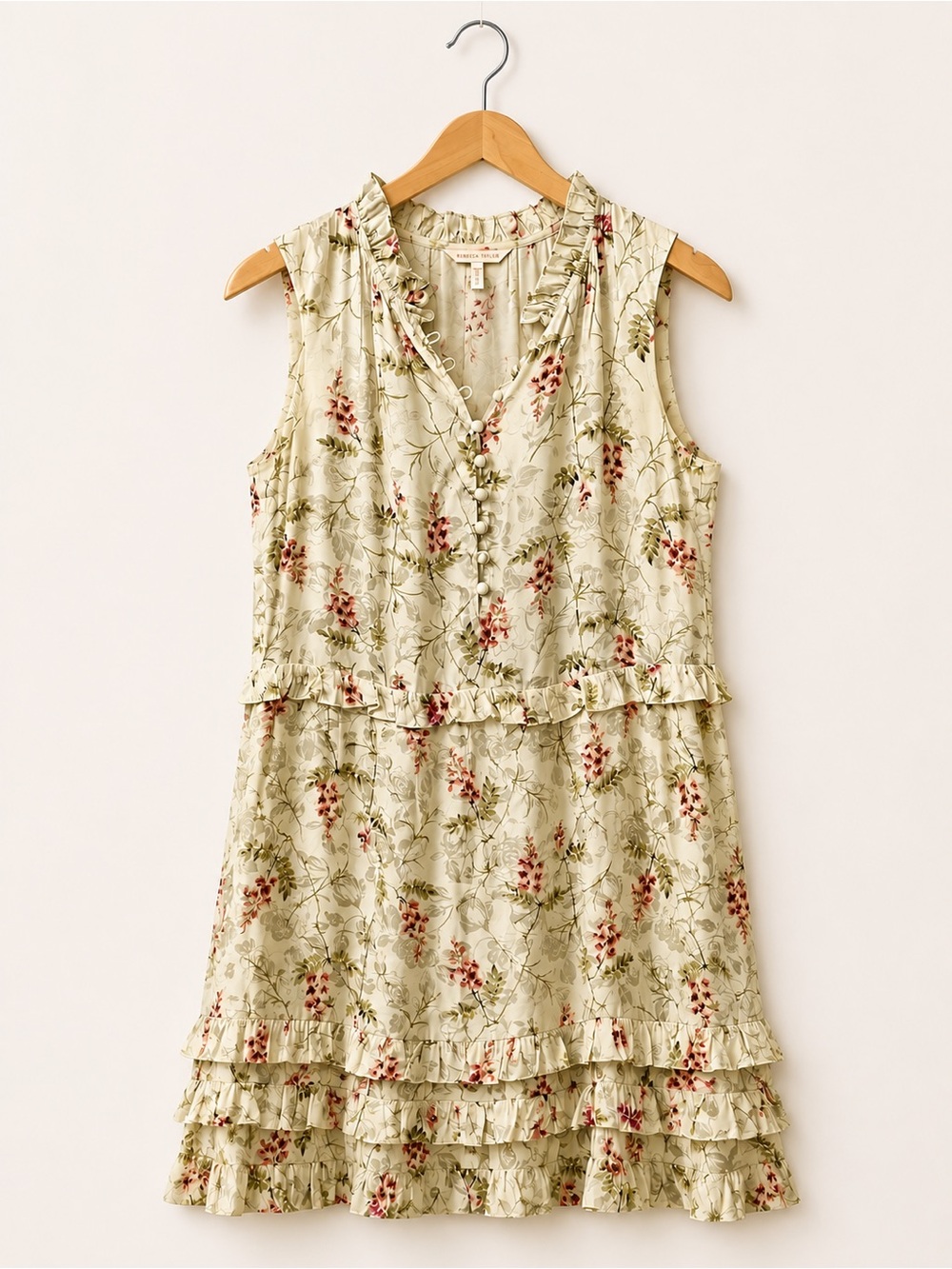 Rebecca Taylor Cream Floral Ruffle Tiered Dress (rack)